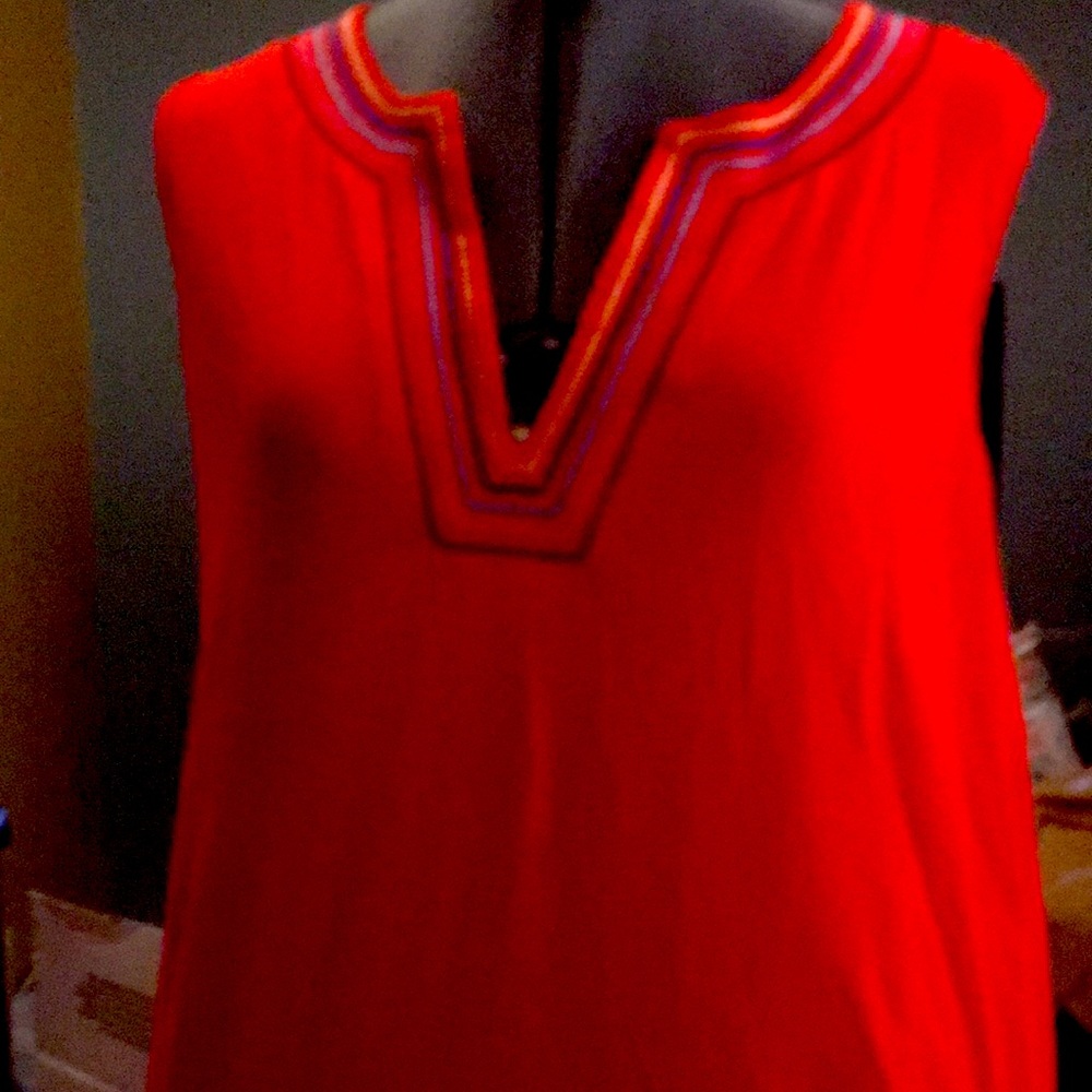 Lands end compass red embroidery cover up